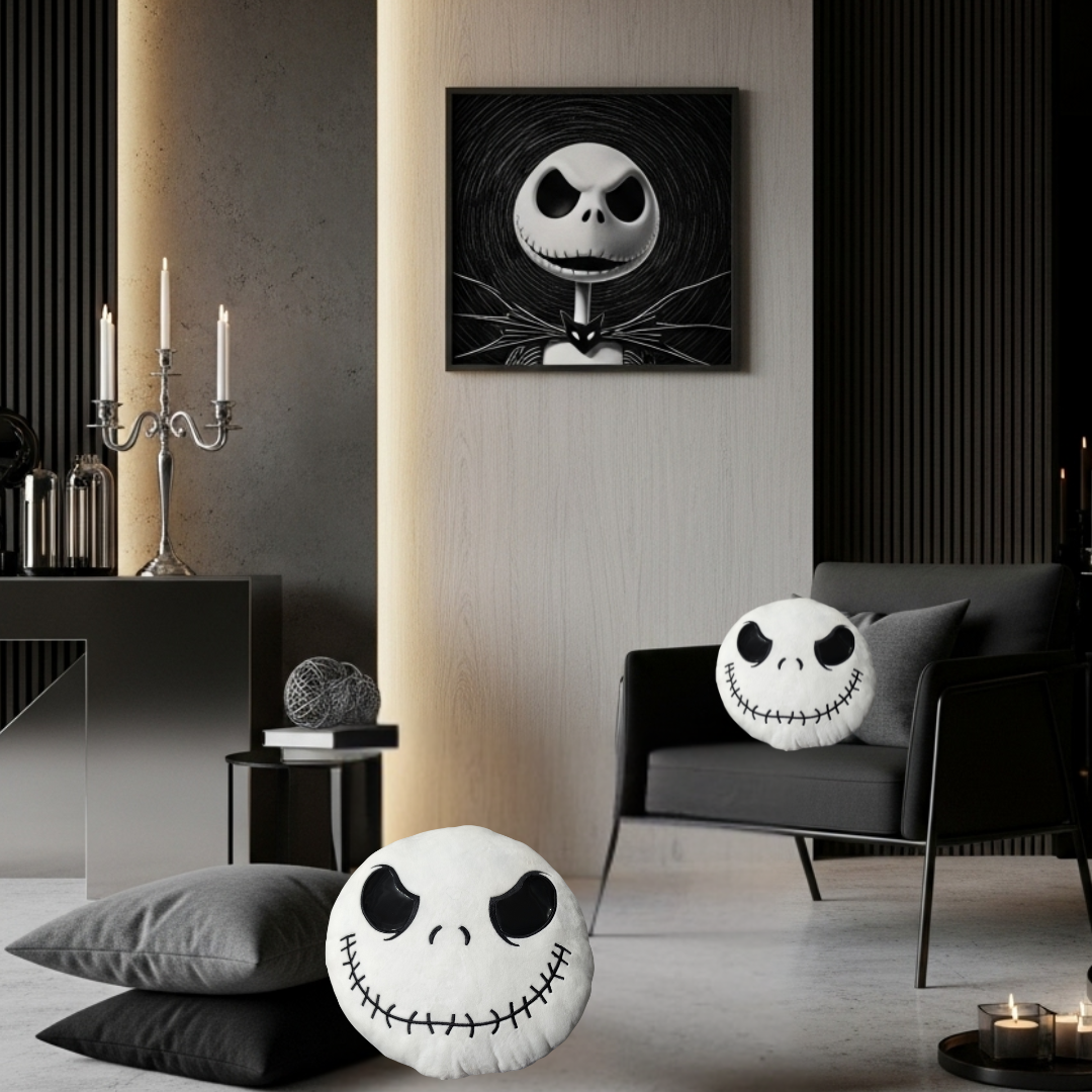 Cojín decorativo de Jack Skellington con estilo gótico-pop
