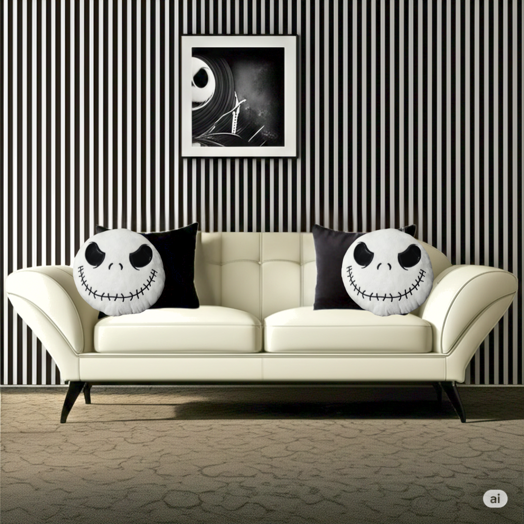 Cojín decorativo de Jack Skellington con estilo gótico-pop